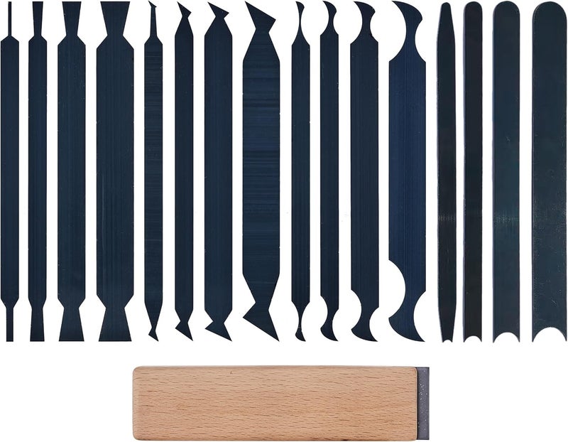 HERMIT TOOLS New Cabinet Scraper Cards and Cabinet Scraper Burnisher with 16 Piece Multi-Shaped Scraper Set Suitable for Various Small space and Small-Sized Tasks (HTCSCS17) - Image 1